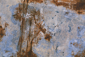 Image showing Old blue cracked paint on metal background