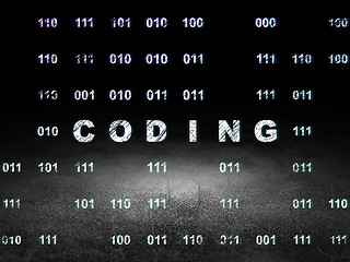 Image showing Software concept: Coding in grunge dark room
