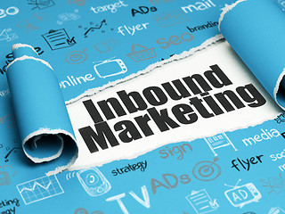 Image showing Marketing concept: black text Inbound Marketing under the piece of  torn paper