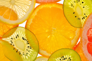 Image showing Different sliced juicy citrus 