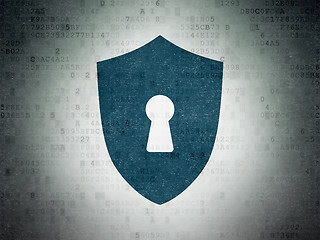 Image showing Security concept: Shield With Keyhole on Digital Paper background