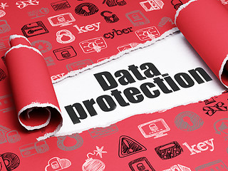 Image showing Safety concept: black text Data Protection under the piece of  torn paper