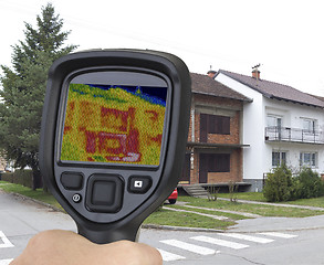 Image showing Brick Facade Infrared Leak