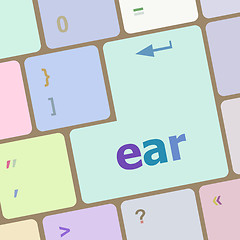 Image showing ear button on computer pc keyboard key vector illustration