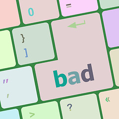 Image showing bad word on white button keyboard vector illustration