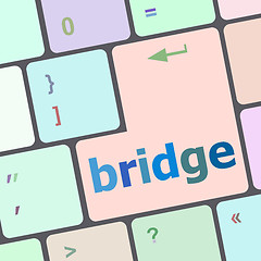 Image showing bridge word on computer keyboard key button vector illustration