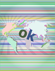 Image showing ok text on digital touch screen - social concept vector illustration
