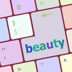 Image showing beauty word on keyboard key, notebook computer button vector illustration