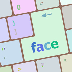 Image showing face word on keyboard key, notebook computer button vector illustration