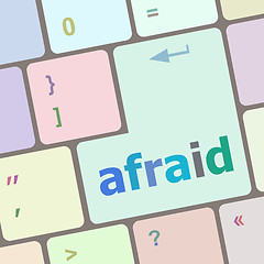 Image showing afraid word on computer pc keyboard key vector illustration