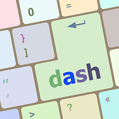 Image showing dash word on keyboard key, notebook computer button vector illustration