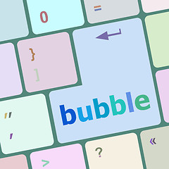 Image showing button with bubble word on computer keyboard keys vector illustration