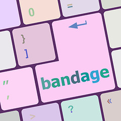 Image showing bandage word on keyboard key, notebook computer vector illustration