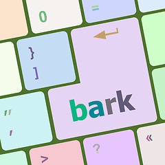 Image showing bark word on keyboard key, notebook computer vector illustration
