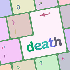 Image showing death word on keyboard key, notebook computer button vector illustration