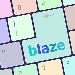 Image showing blaze word on keyboard key, notebook computer button vector illustration