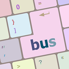 Image showing bus word icon on laptop keyboard keys vector illustration