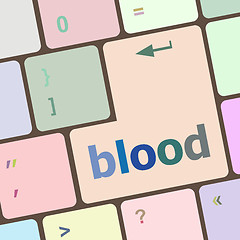 Image showing blood button on computer pc keyboard key vector illustration