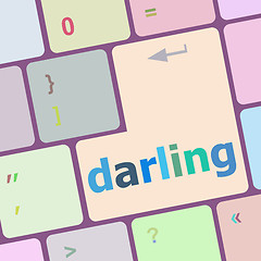 Image showing darling button on computer pc keyboard key vector illustration