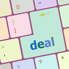 Image showing deal button on keyboard with soft focus vector illustration