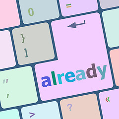 Image showing already word on computer keyboard key, online education vector illustration