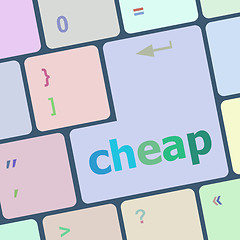 Image showing cheap word on keyboard key, notebook computer button vector illustration