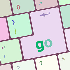 Image showing go word on keyboard key, notebook computer button vector illustration