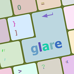 Image showing glare word on keyboard key, notebook computer button vector illustration