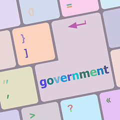 Image showing goverment word on keyboard key, notebook computer button vector illustration