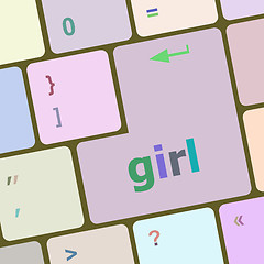 Image showing girl word on keyboard key, notebook computer button vector illustration