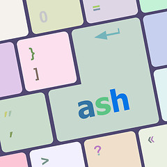 Image showing ash word on keyboard key, notebook computer vector illustration