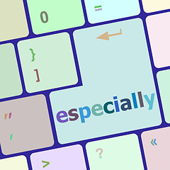 Image showing Computer keyboard key with especially word vector illustration