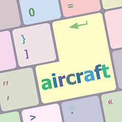 Image showing aircraft on computer keyboard key enter button vector illustration