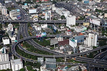 Image showing Bird eye view of highways in Bangkok