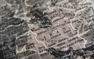 Image showing Iran map on vintage crack paper background