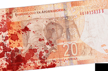 Image showing Twenty South African Rand, blood