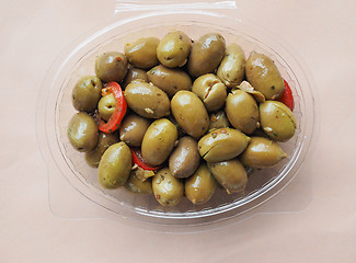 Image showing Green olives vegetables