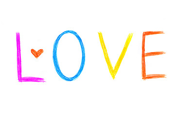 Image showing Word ''Love'' with abstract heart on white background