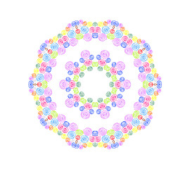Image showing Abstract concentric pattern from curl color lines