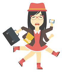 Image showing Woman coping with multitasking.