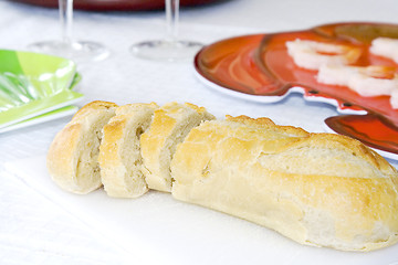 Image showing Close up on sliced bread on a table