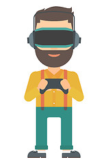 Image showing Man wearing virtual reality headset.