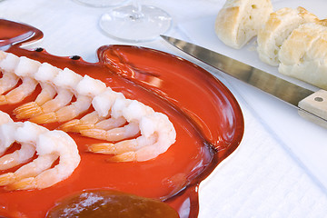 Image showing Shrimps on a Plate