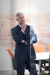 Image showing portrait of handsome senior business man at modern office