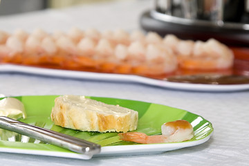 Image showing Close up on sliced bread on a plate