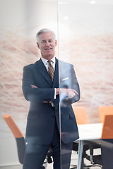 Image showing portrait of handsome senior business man at modern office