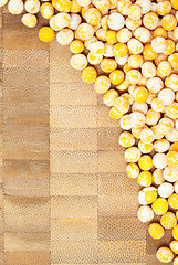 Image showing dry peas on cork background