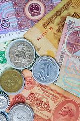 Image showing Coins gears on the money background