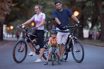 Image showing young family with bicycles