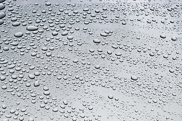 Image showing Water drops on steel texture